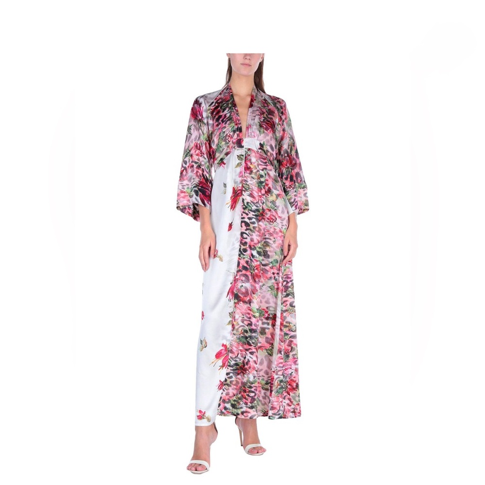 💯 silk Italian Brand Floral Satin Kimono Robe